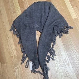 Anthropologie Gray fringe shawl scarf